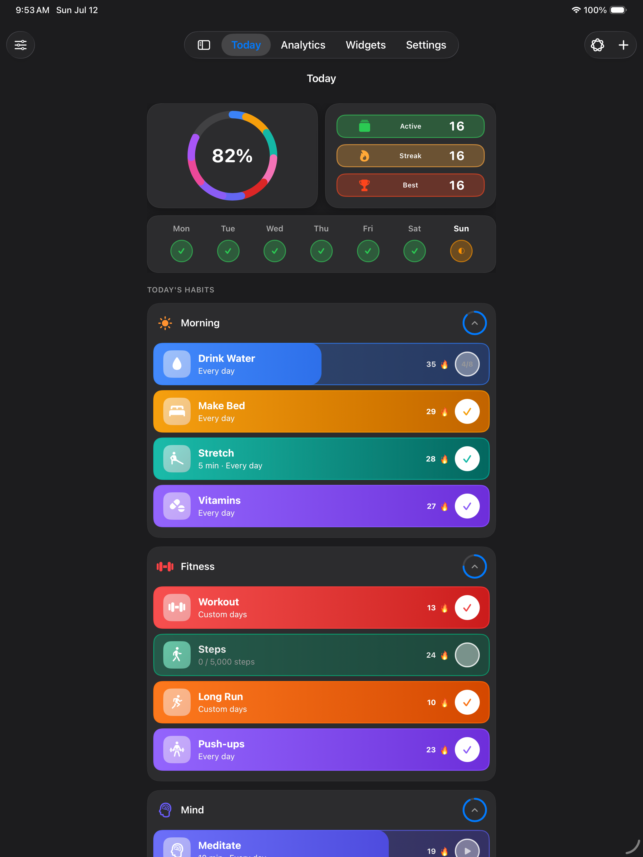 Habits dashboard on Mac.