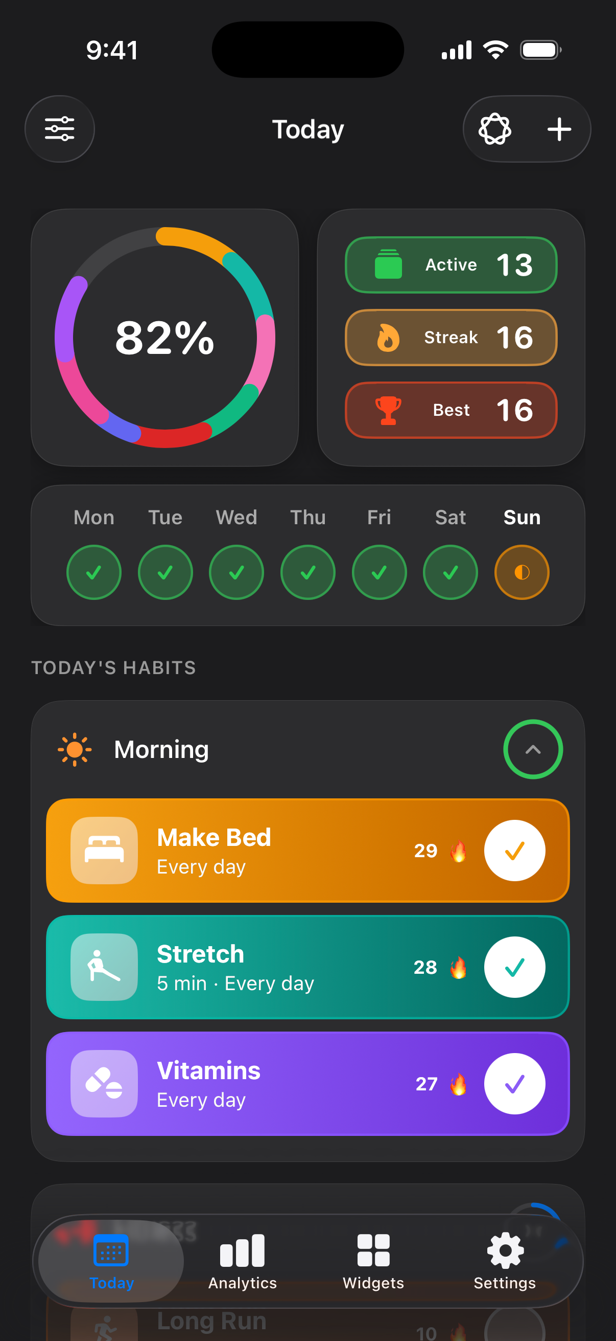 Habits Today screen on iPhone.